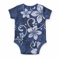 Plumeria Floral Tapa Pattern Navy Blue Baby Onesie LT01 - Polynesian Pride