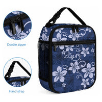 Plumeria Floral Tapa Pattern Navy Blue Lunch Bag LT01 - Polynesian Pride