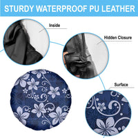 Plumeria Floral Tapa Pattern Navy Blue Spare Tire Cover LT01 - Polynesian Pride