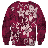 Plumeria Floral Tapa Pattern Ruby Pink Sweatshirt