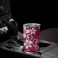Plumeria Floral Tapa Pattern Ruby Pink Tumbler Cup