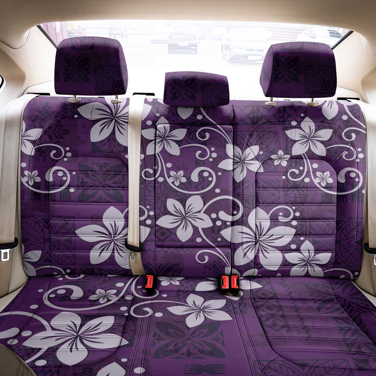 Plumeria Floral Tapa Pattern Amethyst Purple Back Car Seat Cover LT01 - Polynesian Pride