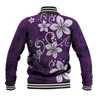 Plumeria Floral Tapa Pattern Amethyst Purple Baseball Jacket