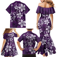 Plumeria Floral Tapa Pattern Amethyst Purple Family Matching Mermaid Dress and Hawaiian Shirt LT01 - Polynesian Pride