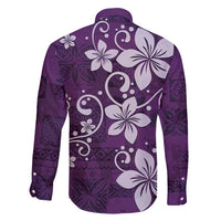 Plumeria Floral Tapa Pattern Amethyst Purple Family Matching Off Shoulder Maxi Dress and Hawaiian Shirt LT01 - Polynesian Pride