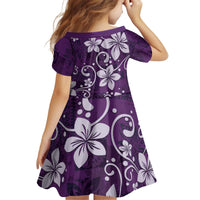 Plumeria Floral Tapa Pattern Amethyst Purple Family Matching Off Shoulder Short Dress and Hawaiian Shirt LT01 - Polynesian Pride