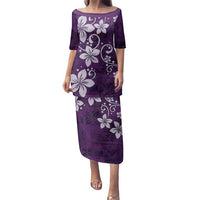 Plumeria Floral Tapa Pattern Amethyst Purple Family Matching Puletasi and Hawaiian Shirt LT01 Mom's Dress Purple - Polynesian Pride