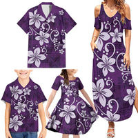 Plumeria Floral Tapa Pattern Amethyst Purple Family Matching Summer Maxi Dress and Hawaiian Shirt LT01 - Polynesian Pride