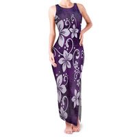 Plumeria Floral Tapa Pattern Amethyst Purple Family Matching Tank Maxi Dress and Hawaiian Shirt LT01 Mom's Dress Purple - Polynesian Pride