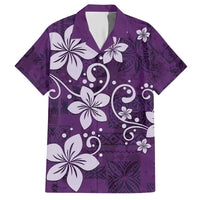 Plumeria Floral Tapa Pattern Amethyst Purple Hawaiian Shirt LT01 Purple - Polynesian Pride
