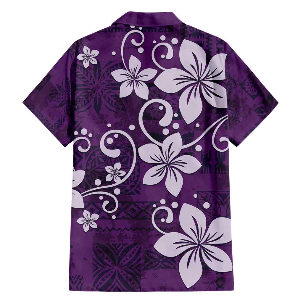 Plumeria Floral Tapa Pattern Amethyst Purple Hawaiian Shirt LT01 - Polynesian Pride