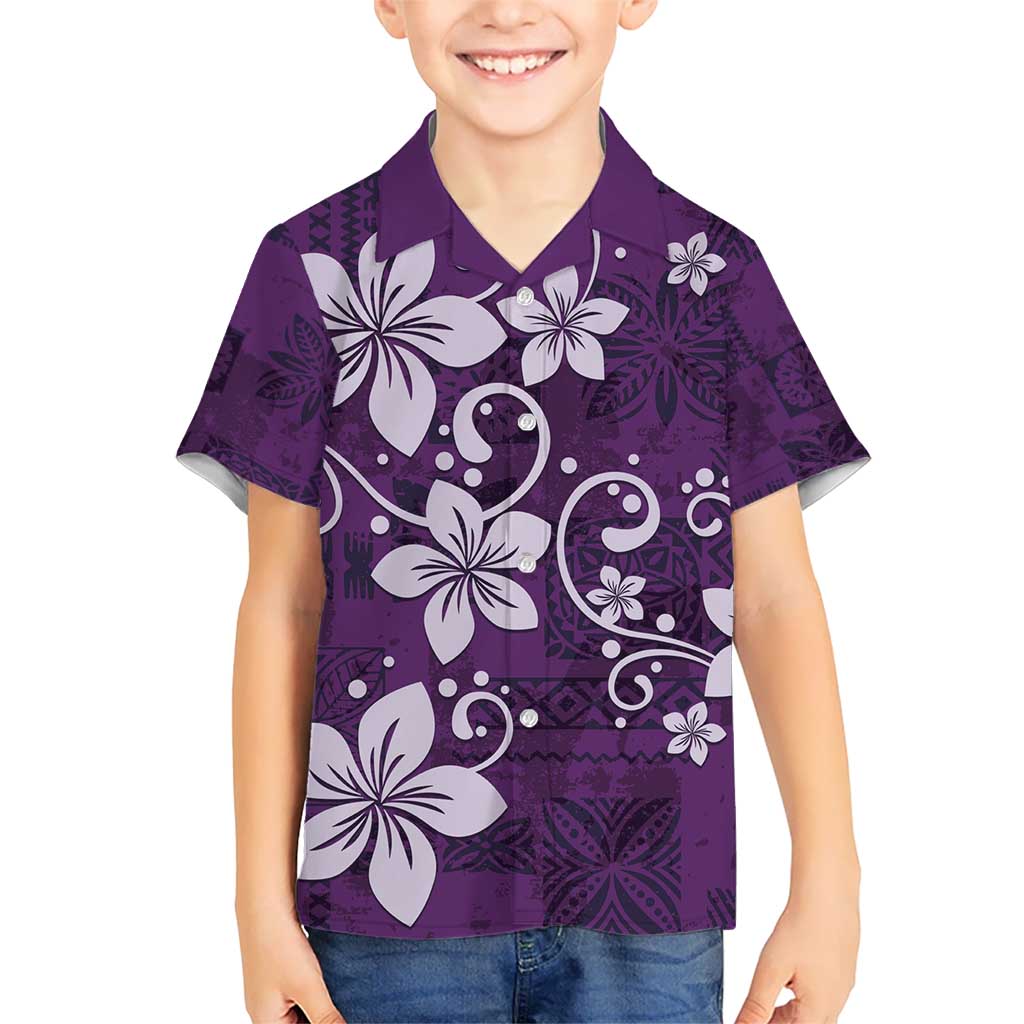 Plumeria Floral Tapa Pattern Amethyst Purple Hawaiian Shirt LT01 - Polynesian Pride