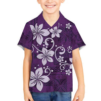 Plumeria Floral Tapa Pattern Amethyst Purple Hawaiian Shirt LT01 - Polynesian Pride