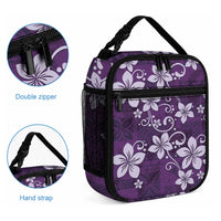 Plumeria Floral Tapa Pattern Amethyst Purple Lunch Bag LT01 - Polynesian Pride