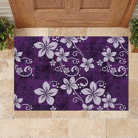 Plumeria Floral Tapa Pattern Amethyst Purple Rubber Doormat