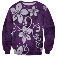 Plumeria Floral Tapa Pattern Amethyst Purple Sweatshirt