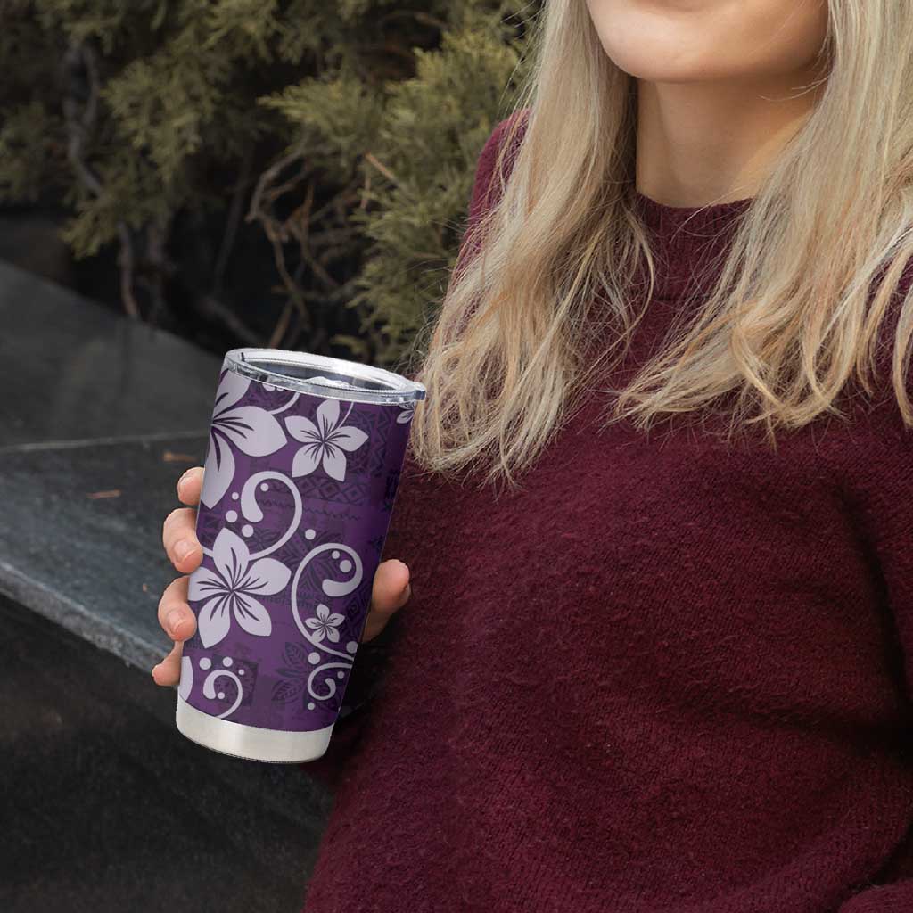 Plumeria Floral Tapa Pattern Amethyst Purple Tumbler Cup