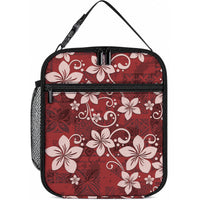 Plumeria Floral Tapa Pattern Oxblood Red Lunch Bag LT01 10.2 × 8.3 × 4.3 inch Red - Polynesian Pride