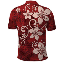 Plumeria Floral Tapa Pattern Oxblood Red Polo Shirt LT01 - Polynesian Pride