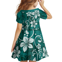 Plumeria Floral Tapa Pattern Crystal Teal Family Matching Puletasi and Hawaiian Shirt LT01 - Polynesian Pride