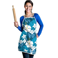 Blue Hawaiian Hibiscus Monstera Apron Grunge Stylized
