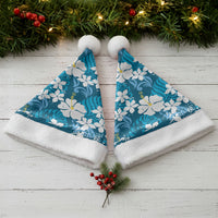 Blue Hawaiian Hibiscus Monstera Christmas Santa Hat Grunge Stylized LT01 - Polynesian Pride