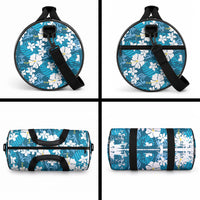 Blue Hawaiian Hibiscus Monstera Duffle Bag Grunge Stylized LT01 - Polynesian Pride
