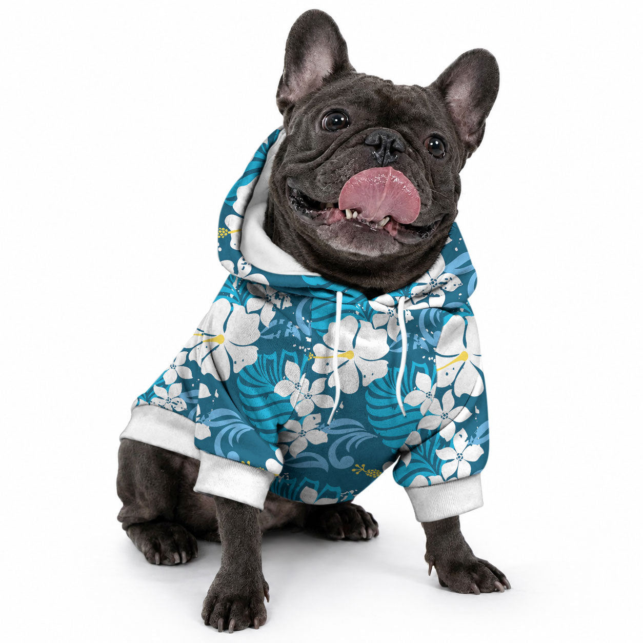 Blue Hawaiian Hibiscus Monstera Pet Hoodie Grunge Stylized LT01 - Polynesian Pride