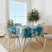 Blue Hawaiian Hibiscus Monstera Tablecloth Grunge Stylized LT01 - Polynesian Pride
