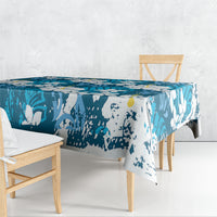 Blue Hawaiian Hibiscus Monstera Tablecloth Grunge Stylized LT01 - Polynesian Pride