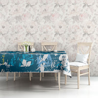 Blue Hawaiian Hibiscus Monstera Tablecloth Grunge Stylized LT01 - Polynesian Pride