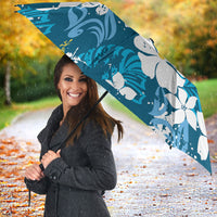 Blue Hawaiian Hibiscus Monstera Umbrella Grunge Stylized LT01 - Polynesian Pride