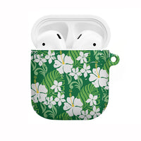 Green Hawaiian Hibiscus Monstera AirPods Case Grunge Stylized
