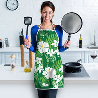 Green Hawaiian Hibiscus Monstera Apron Grunge Stylized