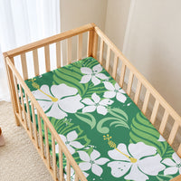 Green Hawaiian Hibiscus Monstera Baby Bed Cover Grunge Stylized LT01 - Polynesian Pride