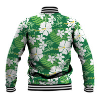 Green Hawaiian Hibiscus Monstera Baseball Jacket Grunge Stylized