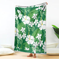 Green Hawaiian Hibiscus Monstera Blanket Grunge Stylized LT01 - Polynesian Pride