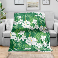 Green Hawaiian Hibiscus Monstera Blanket Grunge Stylized LT01 - Polynesian Pride