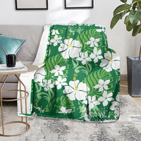 Green Hawaiian Hibiscus Monstera Blanket Grunge Stylized LT01 - Polynesian Pride