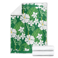 Green Hawaiian Hibiscus Monstera Blanket Grunge Stylized LT01 - Polynesian Pride