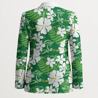 Green Hawaiian Hibiscus Monstera Blazer Grunge Stylized LT01 - Polynesian Pride