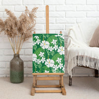 Green Hawaiian Hibiscus Monstera Canvas Wall Art Grunge Stylized