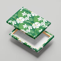 Green Hawaiian Hibiscus Monstera Canvas Wall Art Grunge Stylized