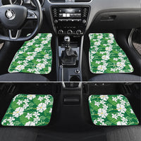 Green Hawaiian Hibiscus Monstera Car Mats Grunge Stylized LT01 Set 4pcs Green - Polynesian Pride