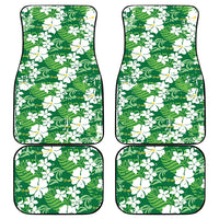 Green Hawaiian Hibiscus Monstera Car Mats Grunge Stylized LT01 - Polynesian Pride
