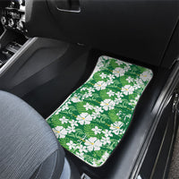 Green Hawaiian Hibiscus Monstera Car Mats Grunge Stylized LT01 - Polynesian Pride