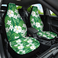 Green Hawaiian Hibiscus Monstera Car Seat Cover Grunge Stylized