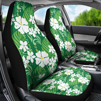 Green Hawaiian Hibiscus Monstera Car Seat Cover Grunge Stylized