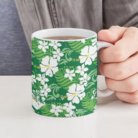 Green Hawaiian Hibiscus Monstera Ceramic Mug Grunge Stylized LT01 - Polynesian Pride