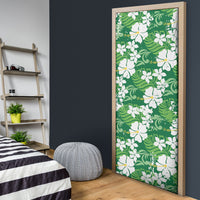 Green Hawaiian Hibiscus Monstera Door Cover Grunge Stylized LT01 - Polynesian Pride